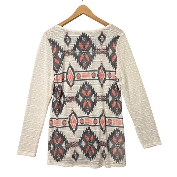 Charlotte Russe‎ Womens Aztec Round Neck Tunic Top Sz XL Long Sleeves Semi Sheer - Picture 7 of 8